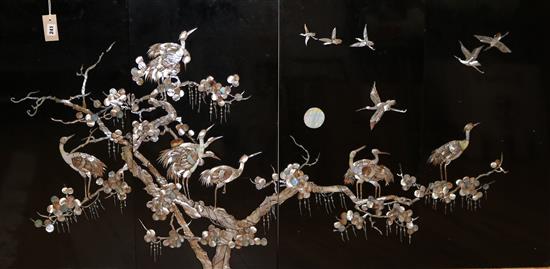 A Japanese mother of pearl four piece panel